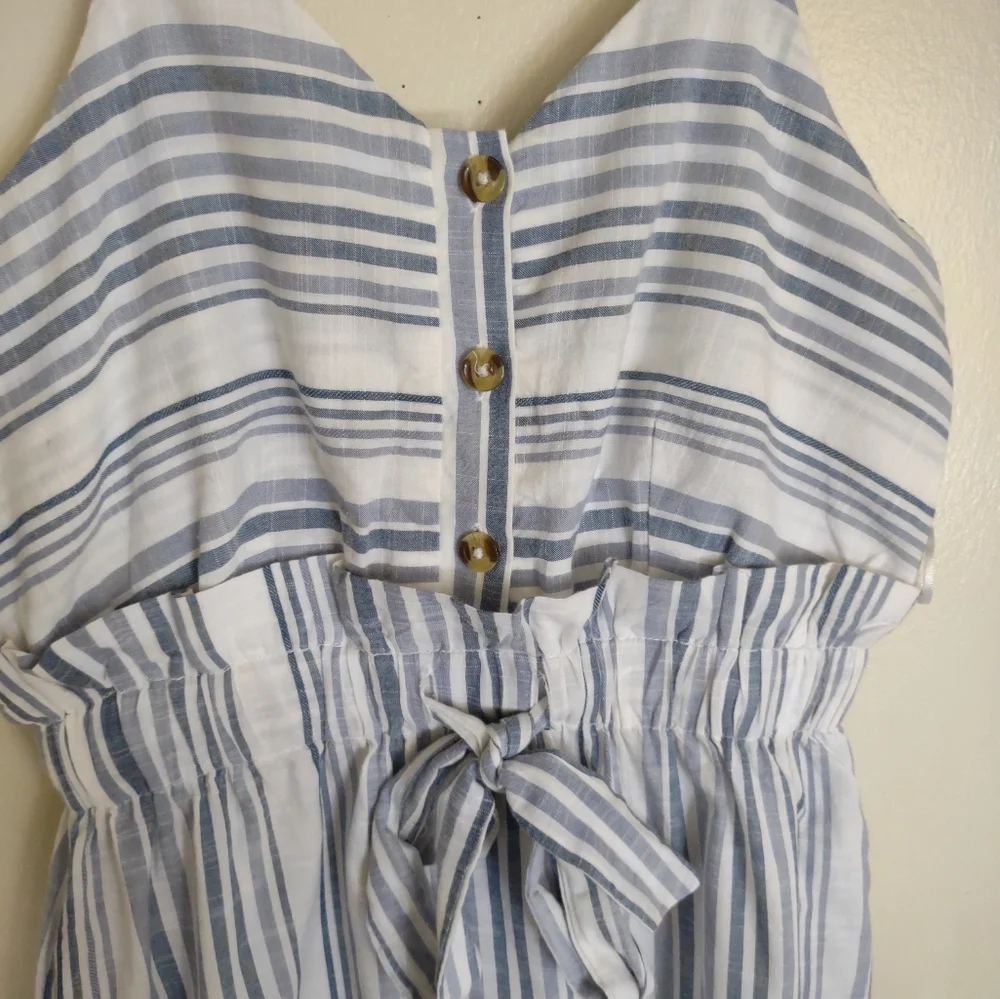 Japna Blue & White Striped Spaghetti Strap Dress Size M - Picture 3 of 11